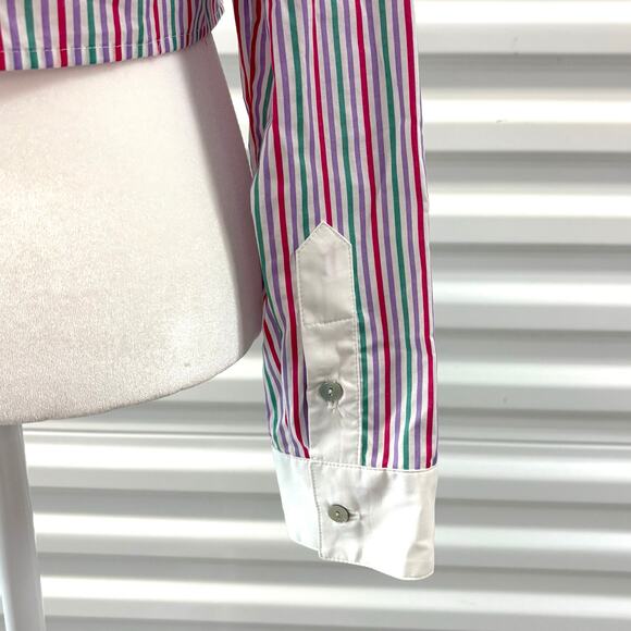 Le Superbe Halfway There Shirt, Crop Top, Striped Button Up, Women’s Size S - Picture 4 of 5